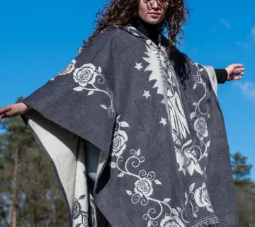 Anden Poncho (Umhang, Überwurf) Alpaka aus Ecuador,,, Unisex, für Männer und Frauen.